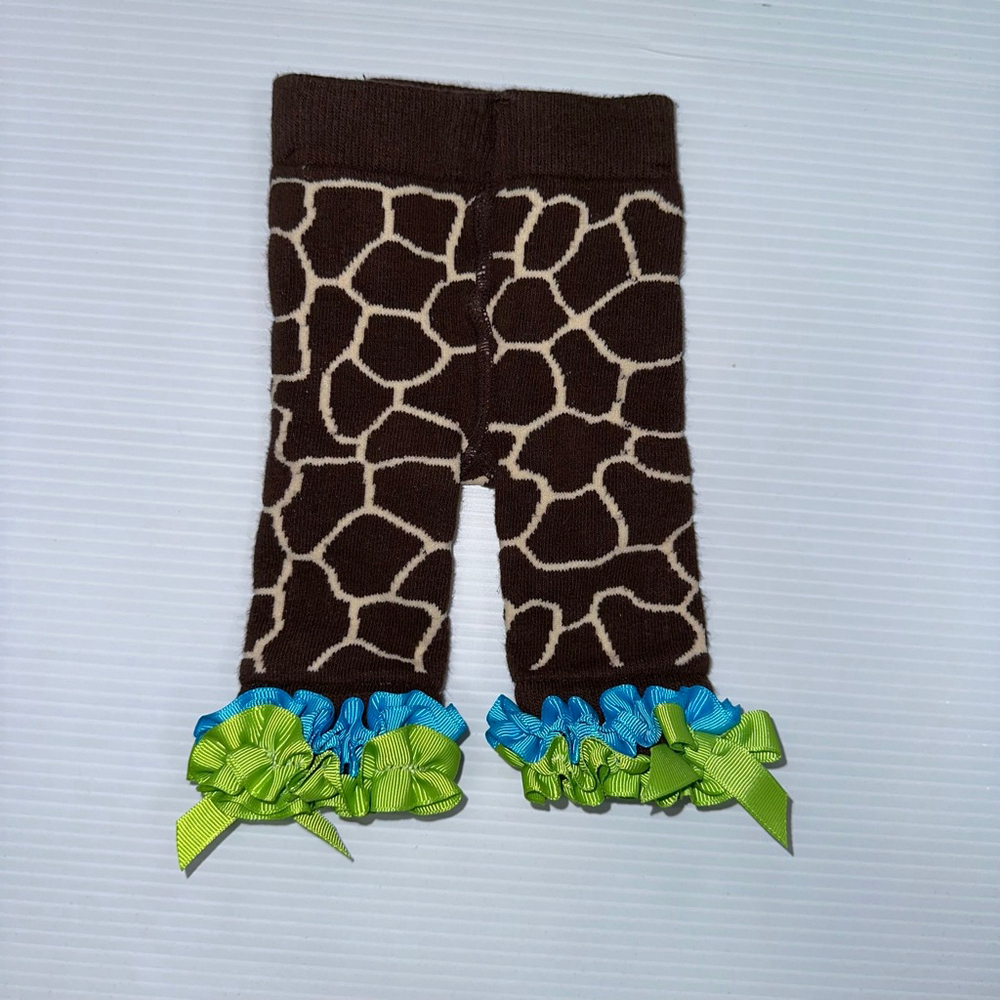 Baby Girl Giraffe Print Bottoms & Tights 0-6 M Brown Cream Green Blue Ruffle